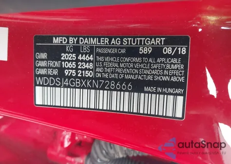 2019 Mercedes-Benz Cla 250 4Matic from USA, damaged, VIN WDDSJ4GBXKN728666